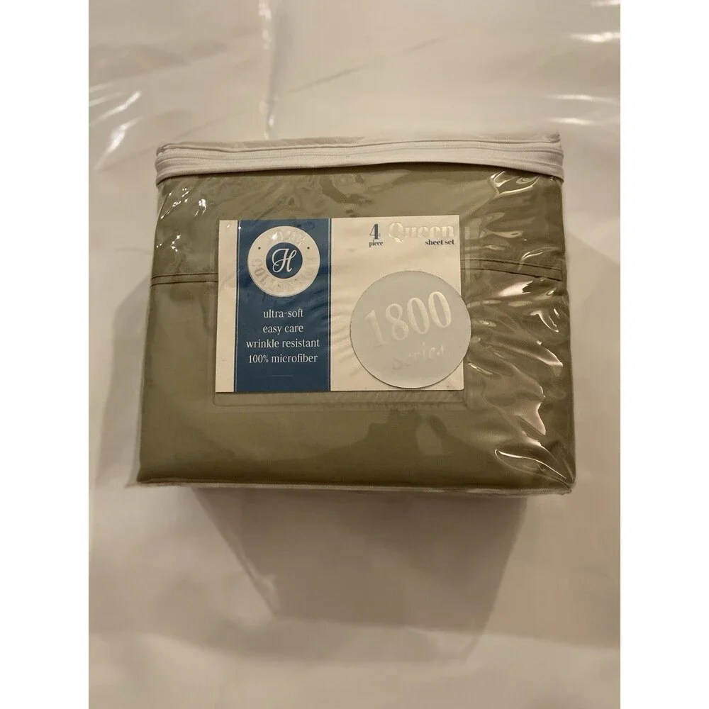 Queen Bed Sheet Set Olive Green 4-Piece Ultra Soft Home Collection